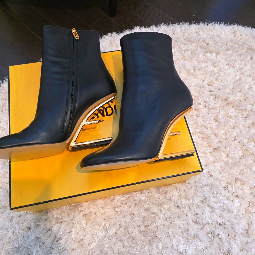 Fendi First Leather Bootie, Logo Heel